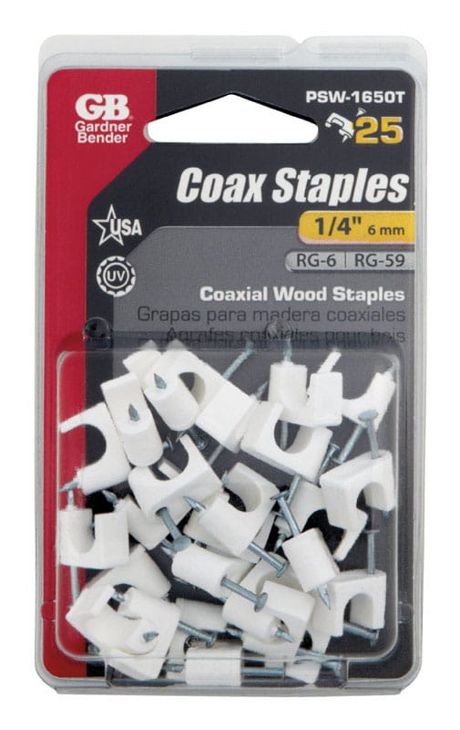 Gardner Bender PSW-1650T 1/4 in. W Plastic Insulated Coaxial Staple 25 pk