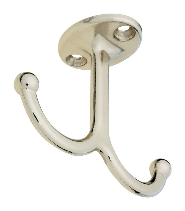 National Hardware N245-837 Nickel Silver Zinc Die-Cast Decorative Ball Tip Undershelf Coat Hook 35 lb. cap. 1