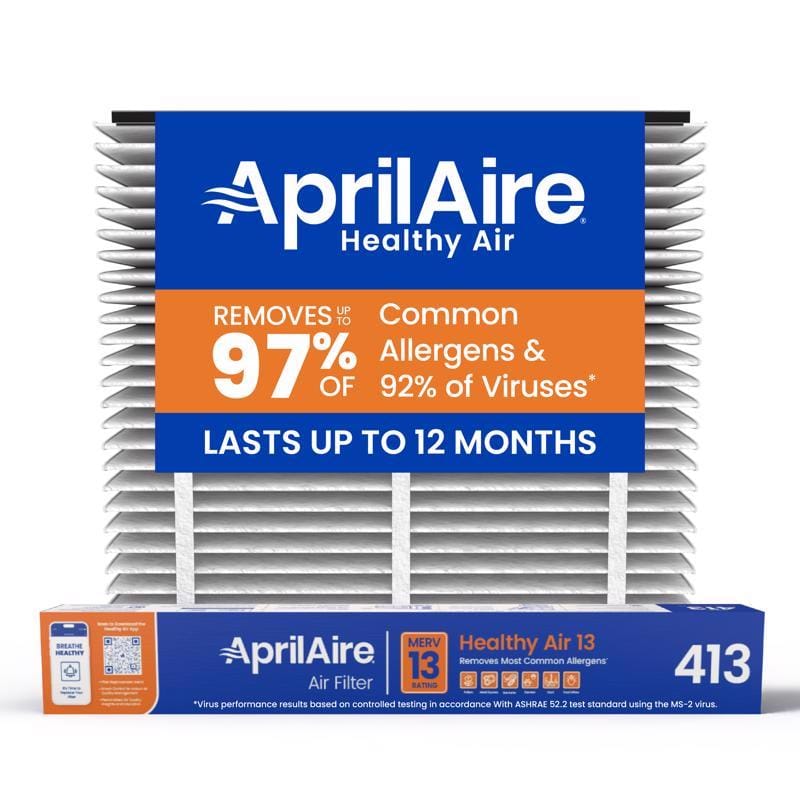 Aprilaire 413 16 in. W X 25 in. H X 4 in. Synthetic Fiber 13 MERV Pleated Air Cleaner Cabinet Air Filter
