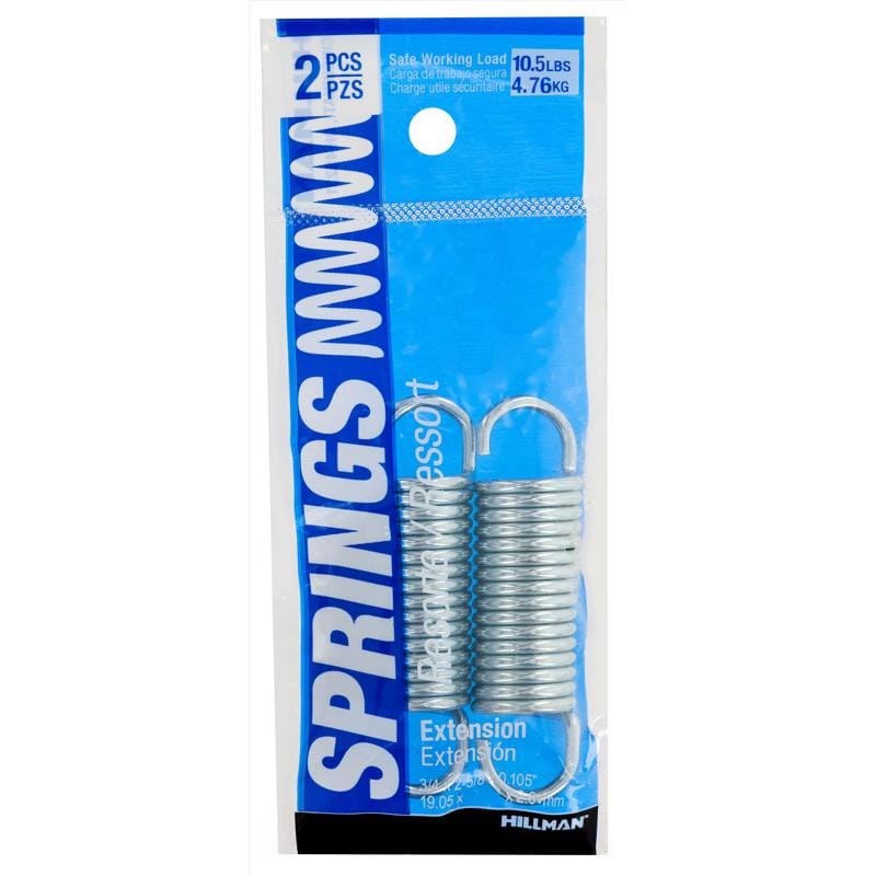 Hillman 543032 2.25 in. L X 3/4 in. D Extension Spring 2 pk