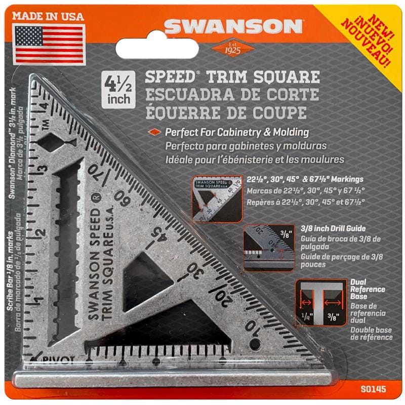 Swanson S0145 4-1/2 in. L Aluminum Trim Speed Square