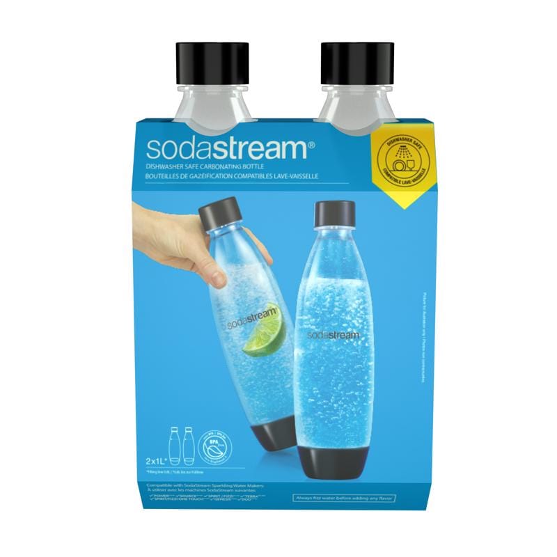 Sodastream 1741260010 Black 1 L Carbonator Bottle 2 pk