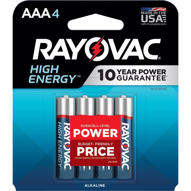 Rayovac 824-4K High Energy AAA Alkaline Batteries 4 pk Carded