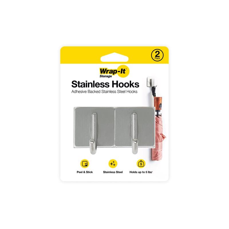 Wrap-It 502-SH-SS Handy Hook 1.75 in. L Silver Stainless Steel Hook 2 pk