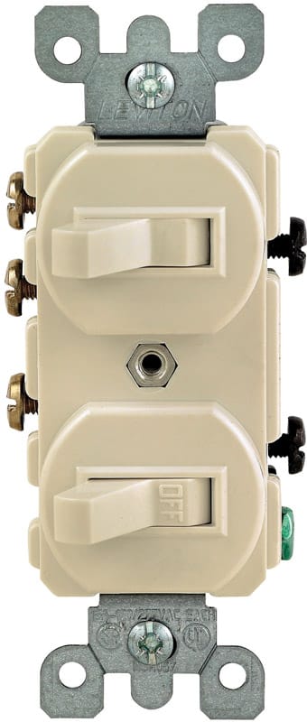 Leviton 05241-IKS 15 amps Single Pole or 3-way Rocker Duplex Combination Switch Ivory 1 pk