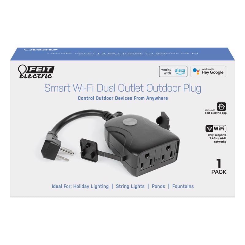 Feit PLUG/WIFI/WP Smart Home Commercial and Residential PVC Outdoor Smart-Enabled Dual Outlet Outdoor Plug 3R