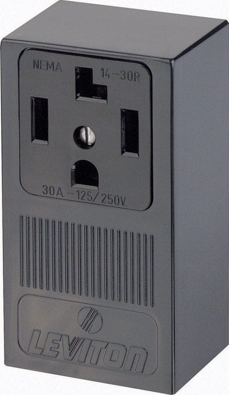Leviton 55054-P00 30 amps 125/250 V Single Black Outlet 14-30R 1 pk