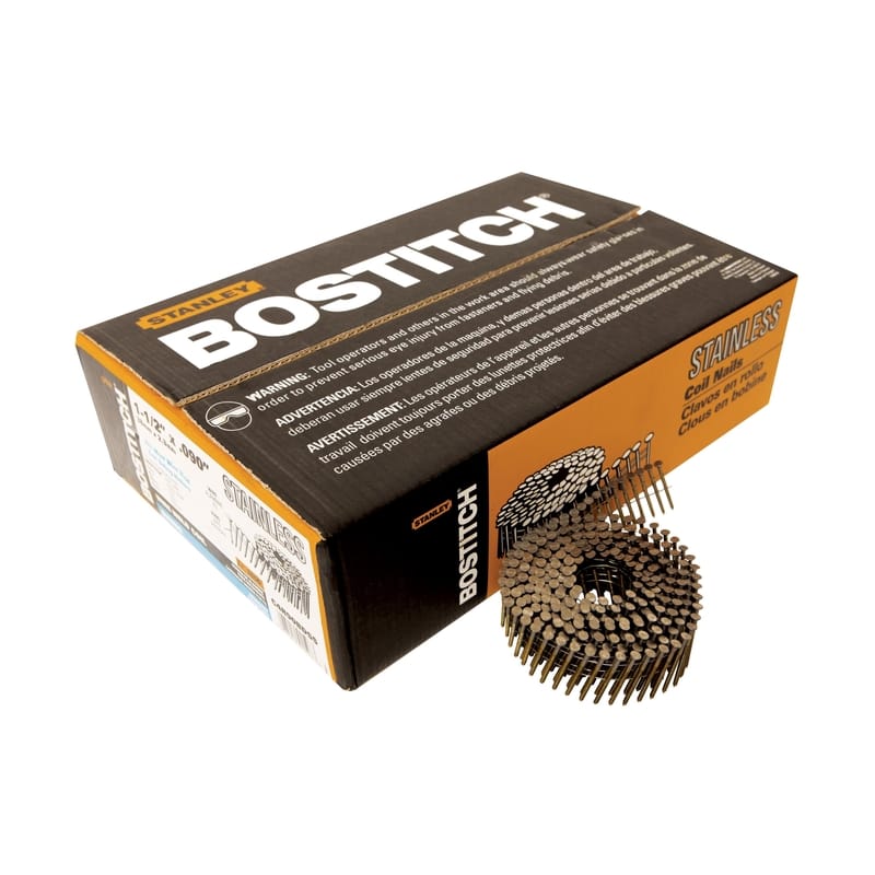 Bostitch C4R90BDSS 1-1/2 in. L X 11 Ga. Wire Coil Stainless Steel Siding Nails 15 deg 3,600 pk