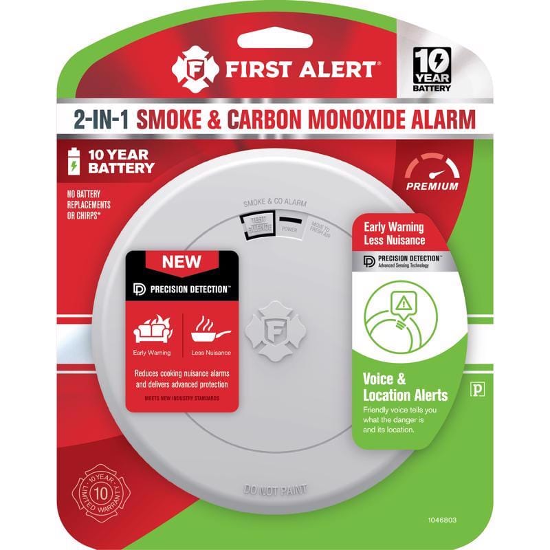 First Alert 1046803 10 Year Battery-Powered Photoelectric Smoke and Carbon Monoxide Detector 1 each