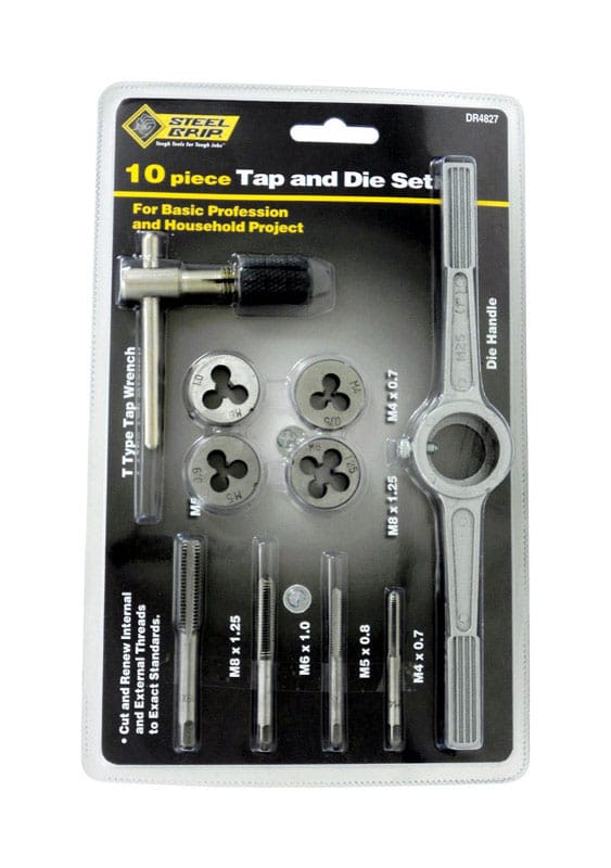 Steel Grip DR4827MM Metric M8-1.25, M4-0.7, M6-1.0, M5-0.8 Tap and Die Set
