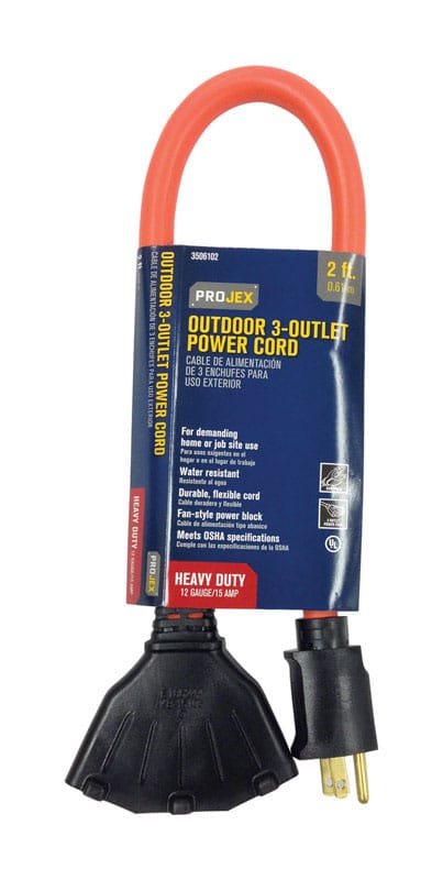 Projex 10P-003-002FOGP Indoor or Outdoor 2 ft. L Orange Extension Cord 12/3 STW