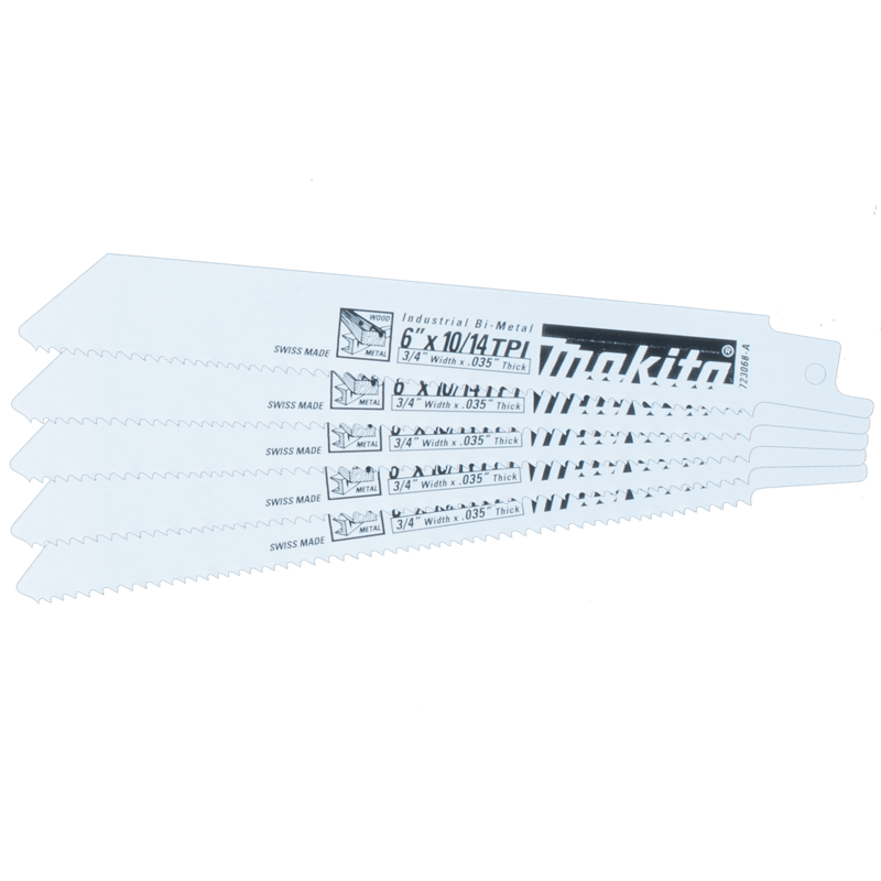 Makita 723068-A-5 6" 10/14TPI All-Purpose Recipro Saw Blade, 5/pk