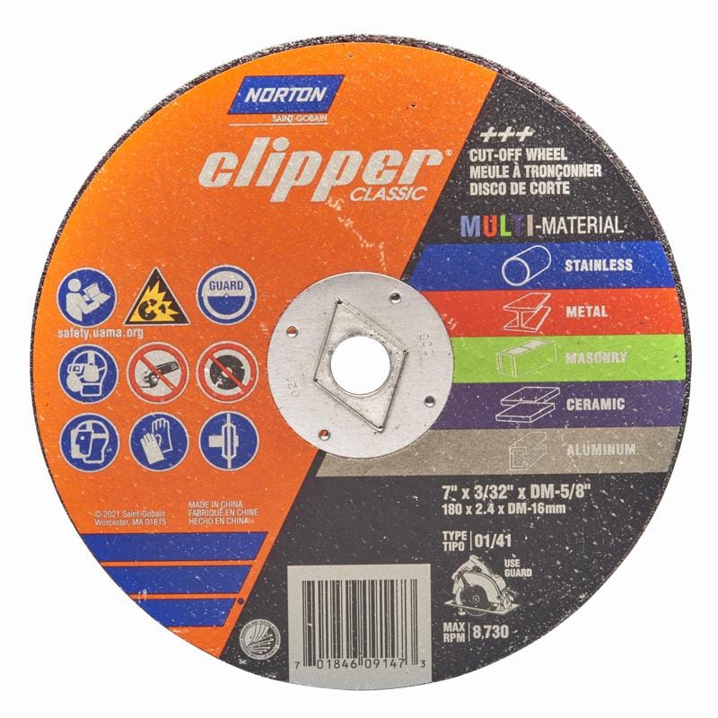 Norton 70184609147 Clipper 7 in. D X 5/8 in. X 3/32 in. thick Aluminum Oxide/Silicon Carbide Classic Cut-Off Whe