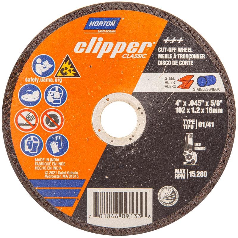 Norton 70184609133 Clipper 4 in. D X 5/8 in. X .045 in. thick Aluminum Oxide Classic Cut-Off Wheel 1 pk