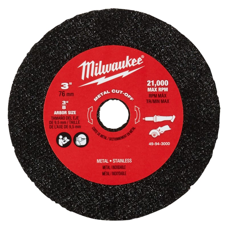 Milwaukee 49-94-3000 3 in. D X 3/8 in. X 0.04 in. thick Metal Cut-Off Wheel 3 pc