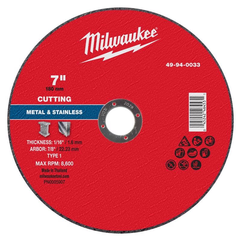 Milwaukee Tool 49-94-0033 Milwaukee 7 in. D X 7/8 in. X 1/16 in. thick Metal Cut-Off Wheel 1 pk
